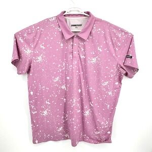 Shank It Golf Polo 3XL Purple Paint Splatter Print Short Sleeve Performance